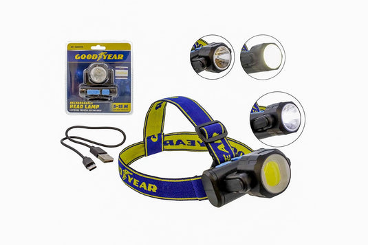 Lampara P/Cabeza Portátil Recargable Goodyear